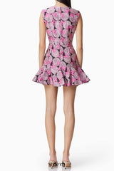 Aimee Butterfly embroidery A-Line Mini Dress in Pink