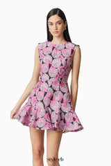 Aimee Butterfly embroidery A-Line Mini Dress in Pink