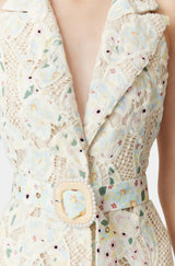 chloe sleeveless hollow lace maxi dress in beige