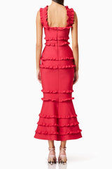 josephine Frill Maxi Dress in Red
