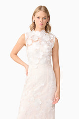 Yvette 3D flower embroidery Gown in White