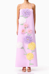 kristin Buttercup Embroidered Maxi Dress in Purple