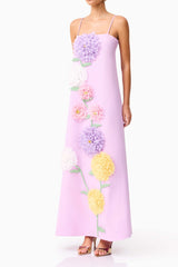 kristin Buttercup Embroidered Maxi Dress in Purple