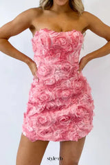 beverly Floral embellished Mini Dress in pink