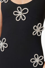 Edmark Flower Crystal Embellished Midi Bandage Dress