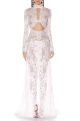 Juselius Lace Cutout Maxi Dress - White