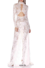 Juselius Lace Cutout Maxi Dress - White