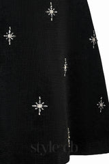 ELENOR A-LINE STONE TWEED MIDI DRESS