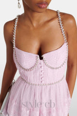 Elgine Crystal-Embellished Lace-trimmed Midi Dress