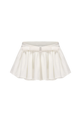 Ruched Chiffon Ruffle Two Piece Set - White