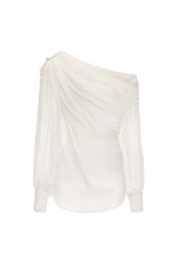 Ruched Chiffon Ruffle Two Piece Set - White