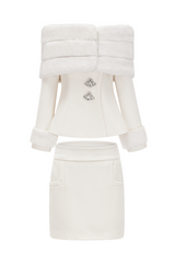 sharon Off Shoulder Faux Fur Two Piece Set