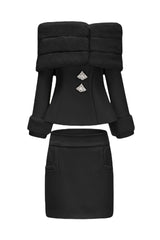sharon Off Shoulder Faux Fur Two Piece Set