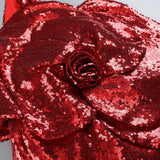 RED FLORAL-EMBELLISHED SEQUINED MINI DRESS