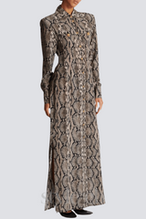 Filis Snake Print Maxi Shirt Dress