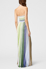 Halter Metallic Gradient Knit Maxi Dress - Green