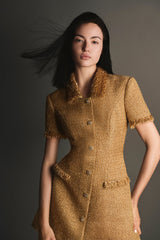 gold embellished mini dress