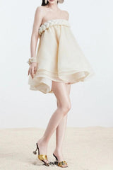 Hemp rope tube top tutu skirt in beige