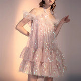 HALTER SEQUINS MINI DRESS IN PINK