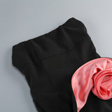 darlene Strapless Floral mini Dress in black