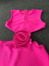 ROSE-APPLIQUÉ CUT-OUT MINI DRESS