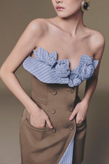 3D flowers Bustier Mini Dress