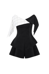 two-tone top wide-leg shorts two piece set