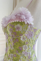 JACOB FLOWER LACE SLIP MINI DRESS IN GREEN