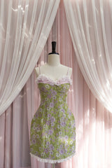 JACOB FLOWER LACE SLIP MINI DRESS IN GREEN