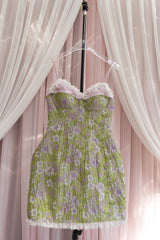 JACOB FLOWER LACE SLIP MINI DRESS IN GREEN