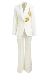 EMBROIDERED PEPLUM BLAZER IN WHITE