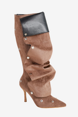 Isabela Appliqué Ruched Knee-high boots - Brown