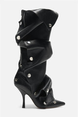 Isabela Appliqué Ruched Knee-high boots - Black