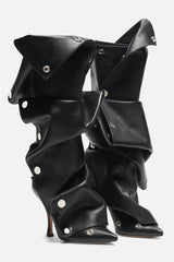 Isabela Appliqué Ruched Knee-high boots - Black