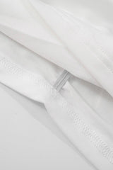 zenobia Asymmetric Shawl One Shoulder Ruched Mini Dress in White