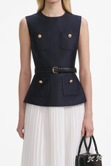 Sleeveless Belted Chiffon Midi Dress