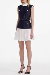 Sleeveless Belted Chiffon Mini Dress