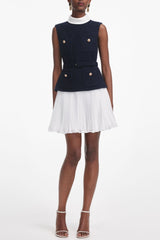 Sleeveless Belted Chiffon Mini Dress