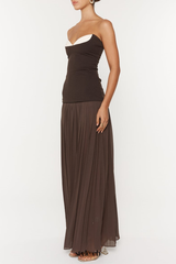 margueriteStrapless Pleated Maxi Dress