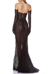 Burlita Strapless Lace Maxi Dress