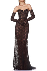 Burlita Strapless Lace Maxi Dress
