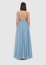 joanne Appliqué Floral Maxi Dress in Powder Blue