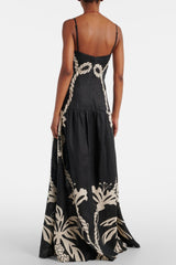 Lawerey Print Linen Maxi Dress
