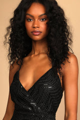 Sequin hollow Mini Dress in black