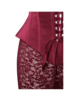BURGUNDY SATIN LACE CORSET MAXI DRESS