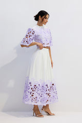 diana Floral Embroidered Two-Piece Set in purple