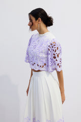 diana Floral Embroidered Two-Piece Set in purple