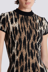 Miette Leopard Jacquard Knit Mini Dress