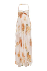joanna Floral Halter Backless Split Maxi Dress