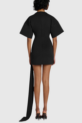 Draped Embellished Mini Dress - Black